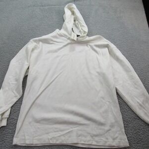IOU Men's White Long‎ Sleeve Hoodie Pullover Basic Casual Top Size L
